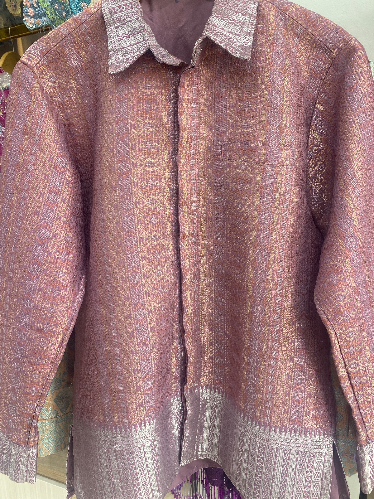 Kemeja Lavender Gold Jacquard Shirt