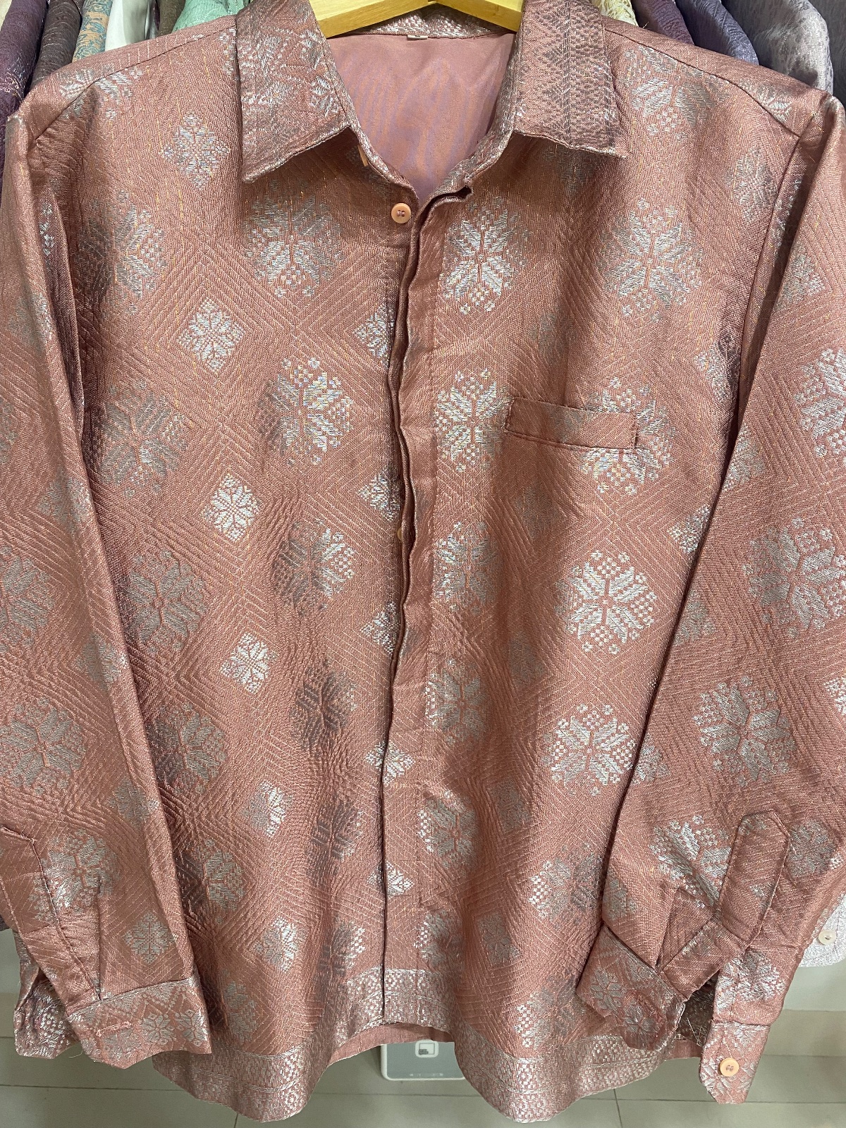 Kemeja Dusky Rose Straweave